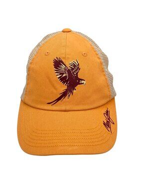 Maui Jim Orange Trucker Hat Flop Cap With Parrot Graphic & Mesh Back Adjustable